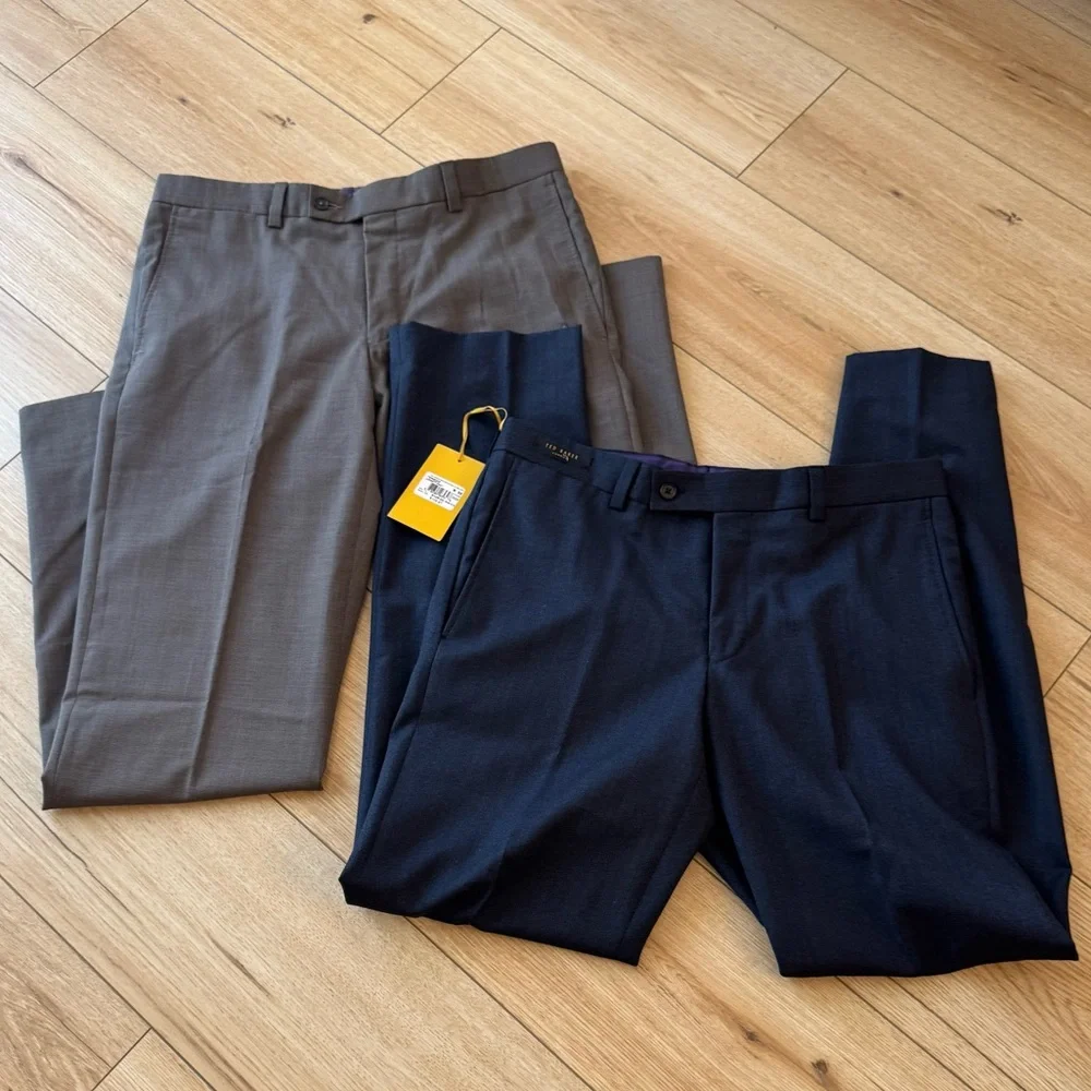 Ted Baker Men's Dress Pants Trio in Navy, Charcoal, and Light Gray